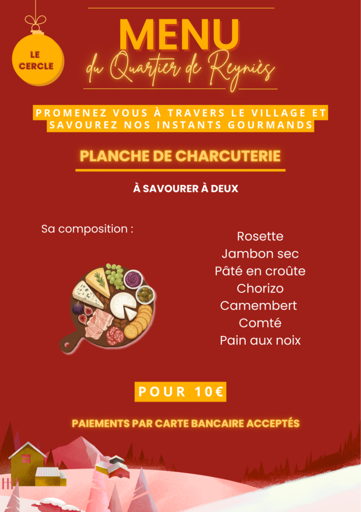 Retrouvez le menu proposé lors de l'évènement